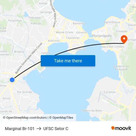 Marginal Br-101 to UFSC Setor C map