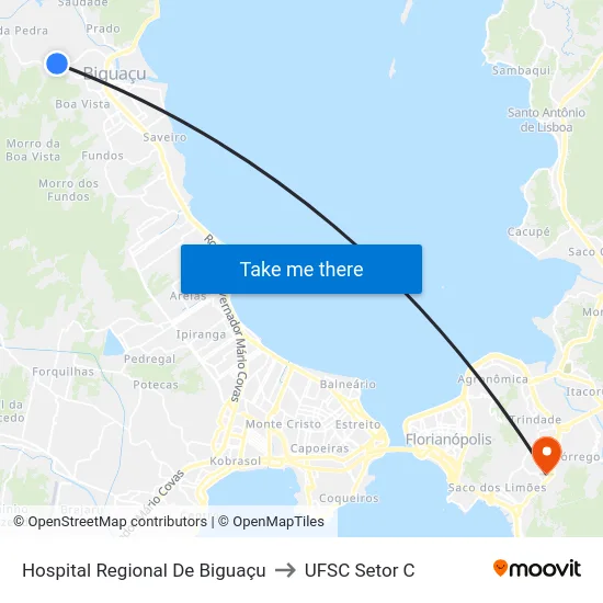 Hospital Regional De Biguaçu to UFSC Setor C map