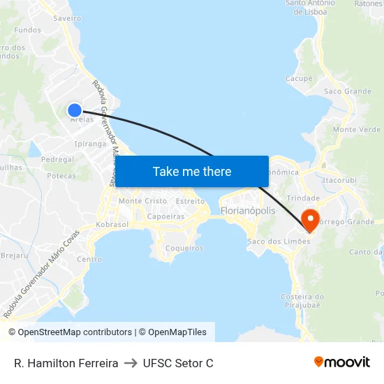 R. Hamilton Ferreira to UFSC Setor C map