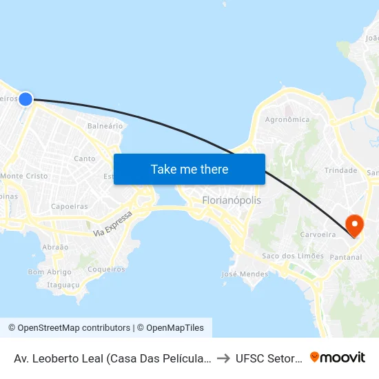 Avenida Leoberto Leal 13 to UFSC Setor C map