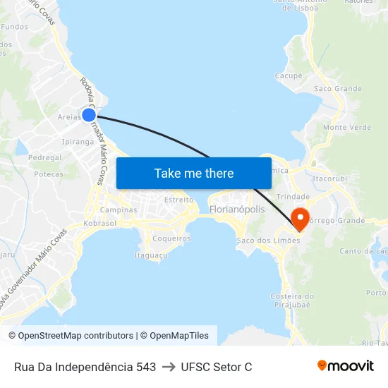 Rua Da Independência 543 to UFSC Setor C map