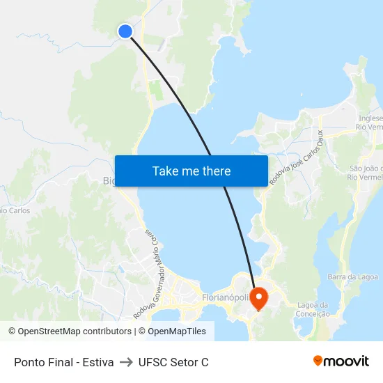Ponto Final - Estiva to UFSC Setor C map