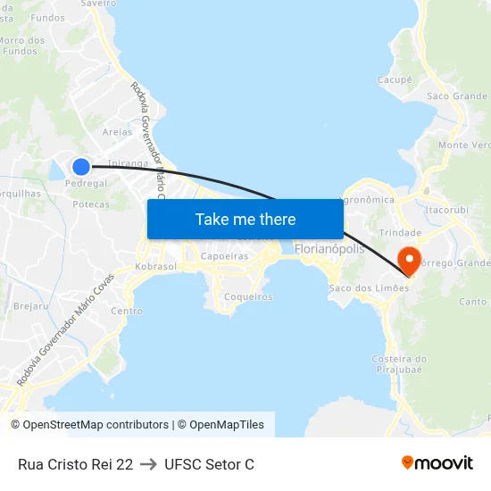 Rua Cristo Rei 22 to UFSC Setor C map