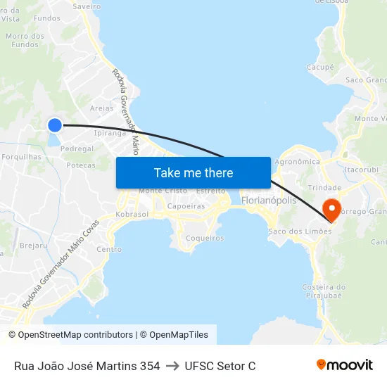 Rua João José Martins 354 to UFSC Setor C map