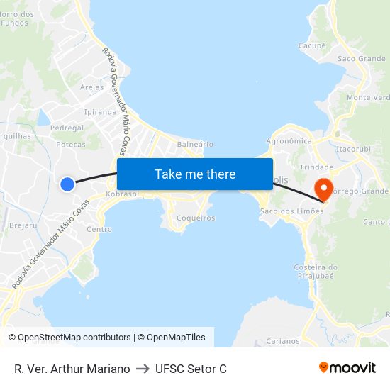 R. Ver. Arthur Mariano to UFSC Setor C map