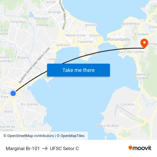 Marginal Br-101 to UFSC Setor C map