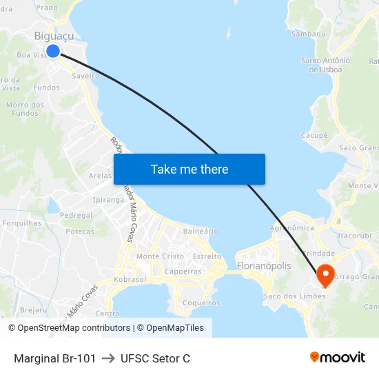 Marginal Br-101 to UFSC Setor C map