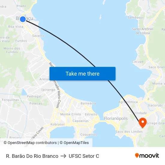 R. Barão Do Rio Branco to UFSC Setor C map