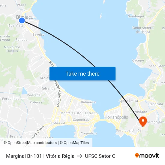 Marginal Br-101 | Vitória Régia to UFSC Setor C map