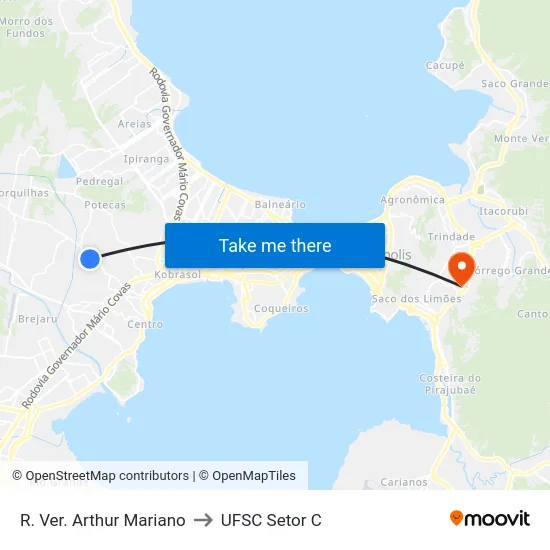 R. Ver. Arthur Mariano to UFSC Setor C map