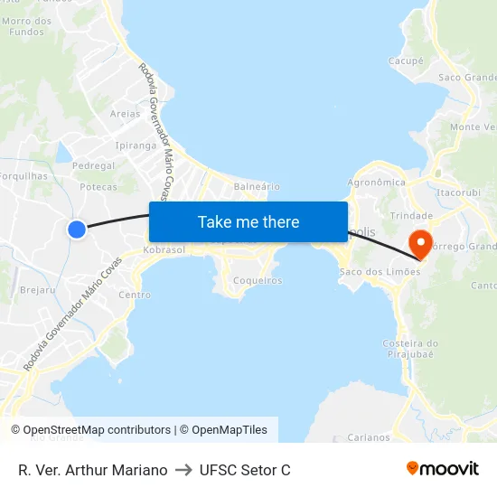 R. Ver. Arthur Mariano to UFSC Setor C map