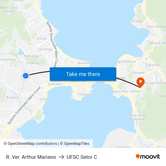 R. Ver. Arthur Mariano to UFSC Setor C map