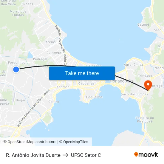 R. Antônio Jovita Duarte to UFSC Setor C map