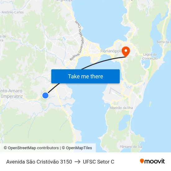 Avenida São Cristóvão 3150 to UFSC Setor C map