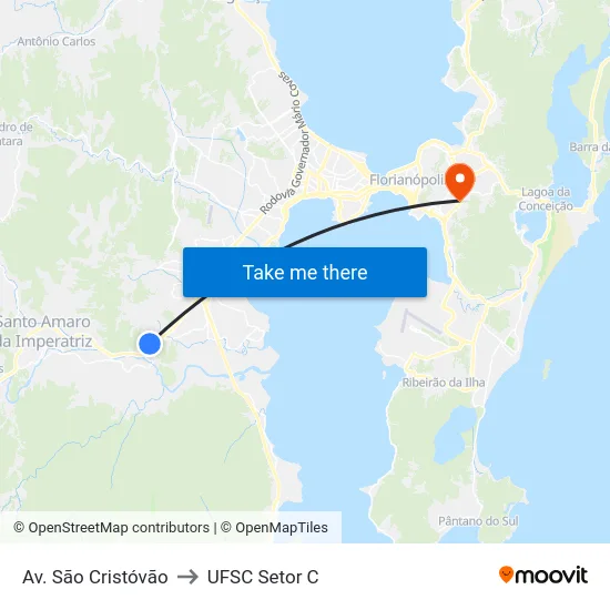 Av. São Cristóvão to UFSC Setor C map