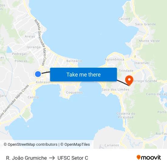 R. João Grumiche to UFSC Setor C map