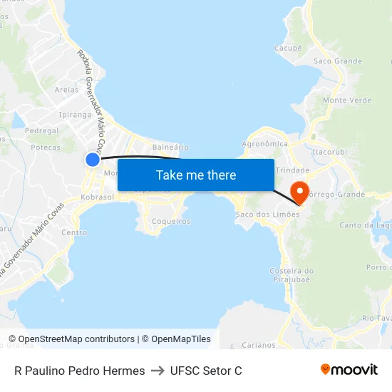 R Paulino Pedro Hermes to UFSC Setor C map