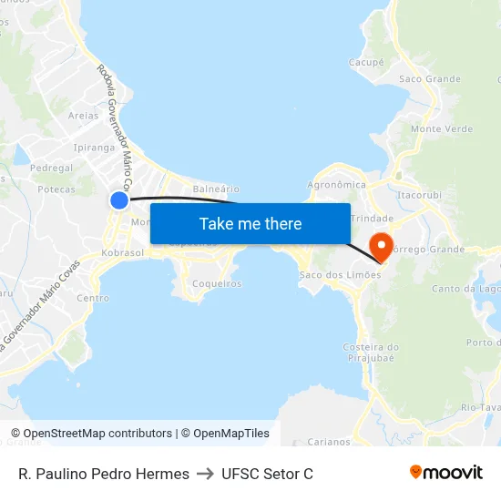 R. Paulino Pedro Hermes to UFSC Setor C map