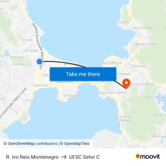 R. Ivo Reis Montenegro to UFSC Setor C map