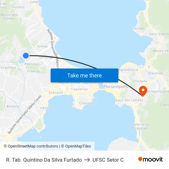 R. Tab. Quintino Da Silva Furtado to UFSC Setor C map