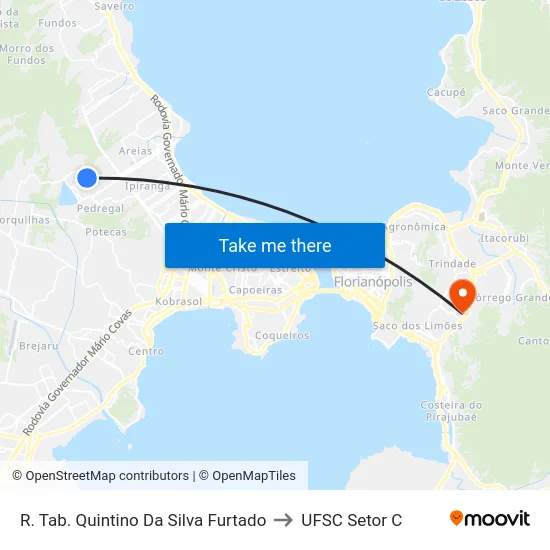 R. Tab. Quintino Da Silva Furtado to UFSC Setor C map