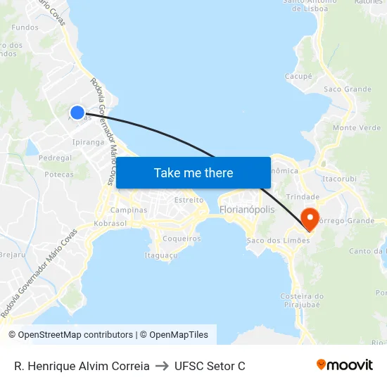 R. Henrique Alvim Correia to UFSC Setor C map