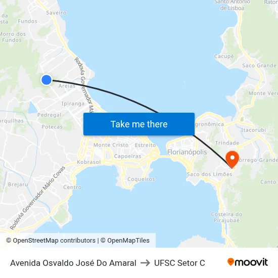 Avenida Osvaldo José Do Amaral to UFSC Setor C map