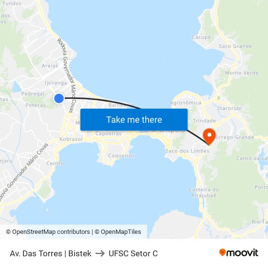 Av. Das Torres | Bistek to UFSC Setor C map