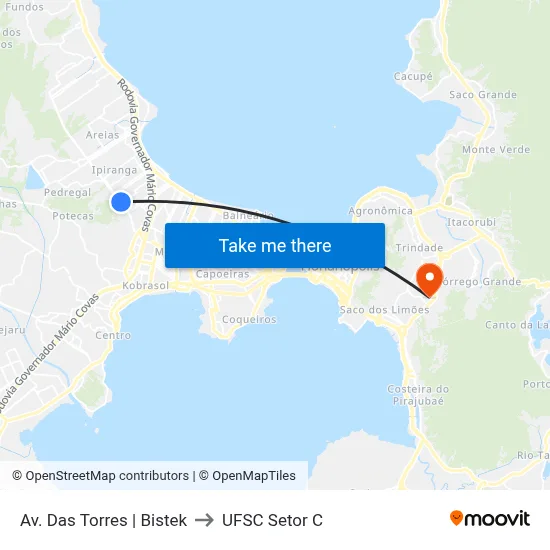 Av. Das Torres | Bistek to UFSC Setor C map