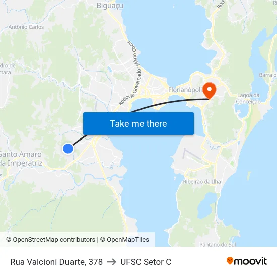 Rua Valcioni Duarte, 378 to UFSC Setor C map