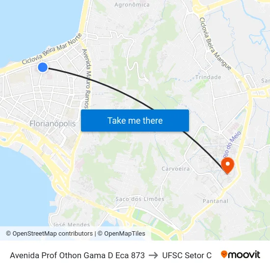 Avenida Prof Othon Gama D Eca 873 to UFSC Setor C map