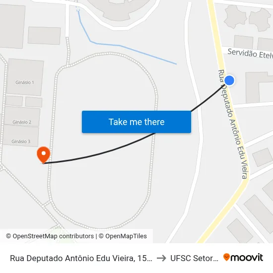 Rua Deputado Antônio Edu Vieira, 1524 to UFSC Setor C map