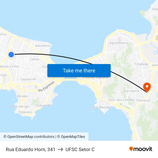 Rua Eduardo Horn, 341 to UFSC Setor C map