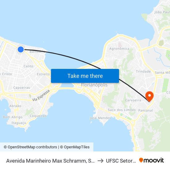 Avenida Marinheiro Max Schramm, S/N to UFSC Setor C map