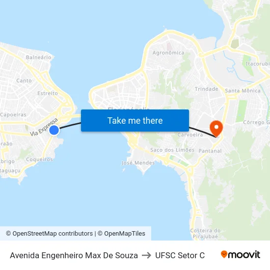 Avenida Engenheiro Max De Souza to UFSC Setor C map