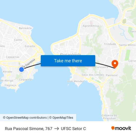 Rua Pascoal Simone, 767 to UFSC Setor C map