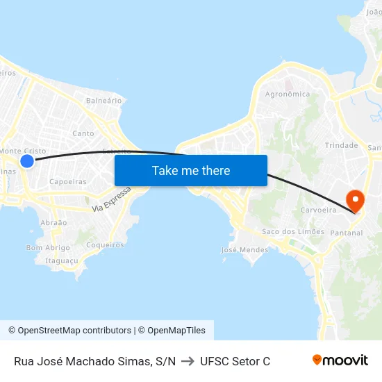 Rua José Machado Simas, S/N to UFSC Setor C map