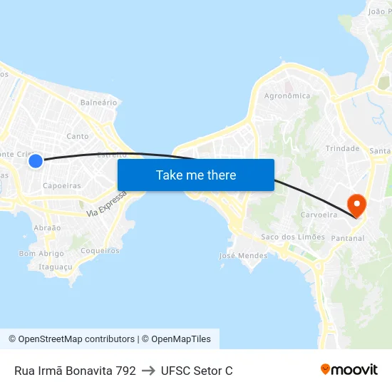 Rua Irmã Bonavita 792 to UFSC Setor C map