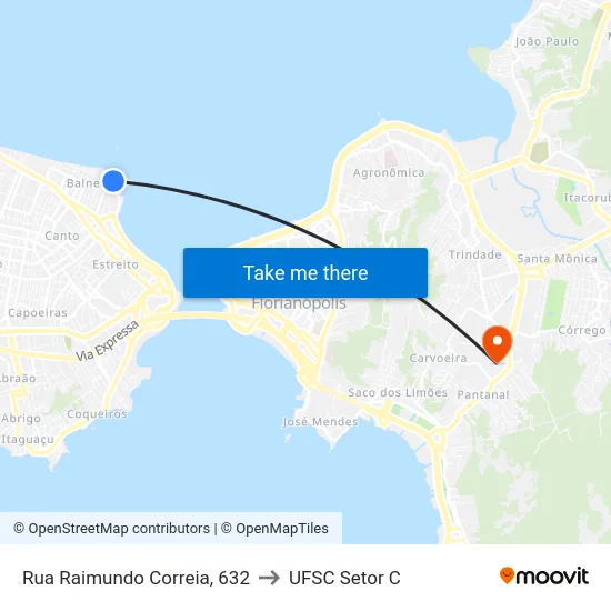 Rua Raimundo Correia, 632 to UFSC Setor C map