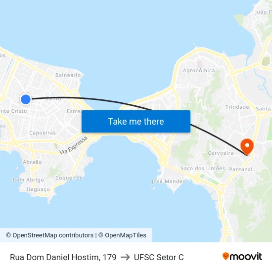 Rua Dom Daniel Hostim, 179 to UFSC Setor C map
