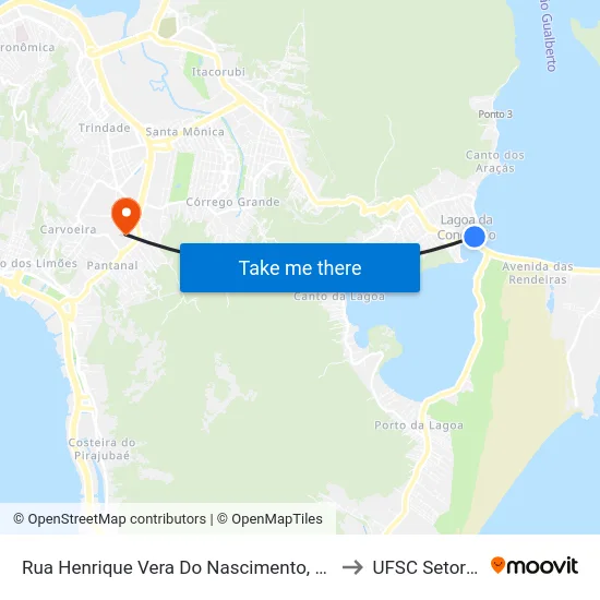 Rua Henrique Vera Do Nascimento, 82 to UFSC Setor C map