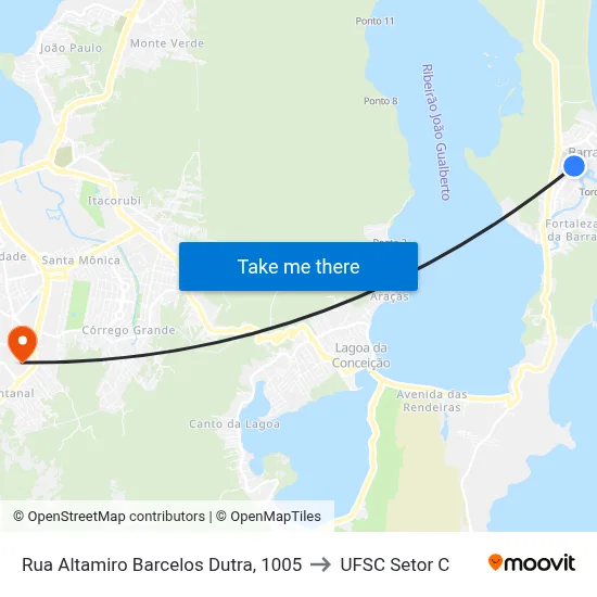 Rua Altamiro Barcelos Dutra, 1005 to UFSC Setor C map