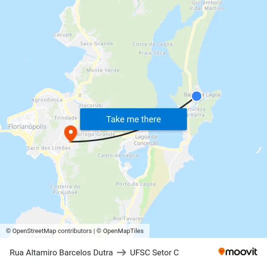 Rua Altamiro Barcelos Dutra to UFSC Setor C map