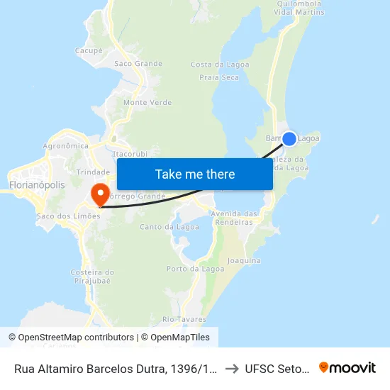 Rua Altamiro Barcelos Dutra, 1396/1429 to UFSC Setor C map