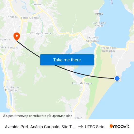 Avenida Pref. Acácio Garibaldi São Thíago to UFSC Setor C map