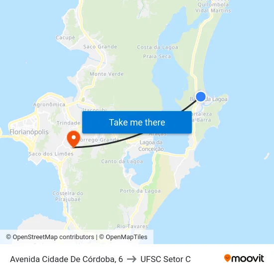 Avenida Cidade De Córdoba, 6 to UFSC Setor C map
