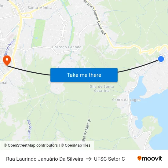 Rua Laurindo Januário Da Silveira to UFSC Setor C map