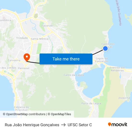 Rua João Henrique Gonçalves to UFSC Setor C map