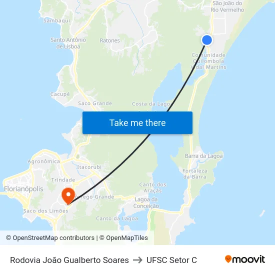 Rodovia João Gualberto Soares to UFSC Setor C map
