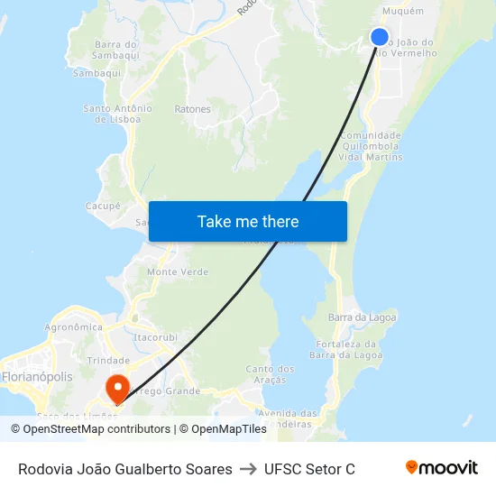 Rodovia João Gualberto Soares to UFSC Setor C map